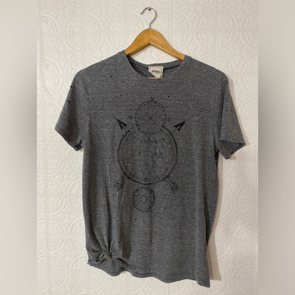 Black and Gray Short Sleeve Graphic Tee